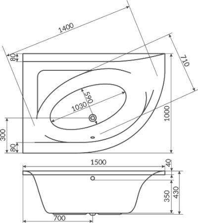 Акриловая ванна Excellent Aquarella WAEX.ARL15.ULTRA L, 150х100 