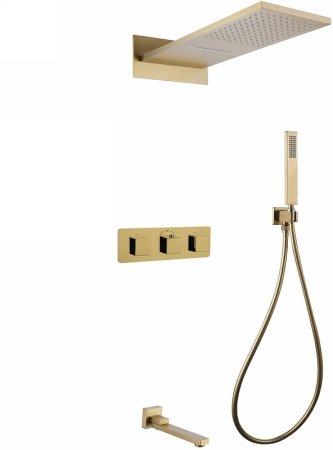 Душевая система Abber Daheim AF8253G с термостатом Золото матовое 