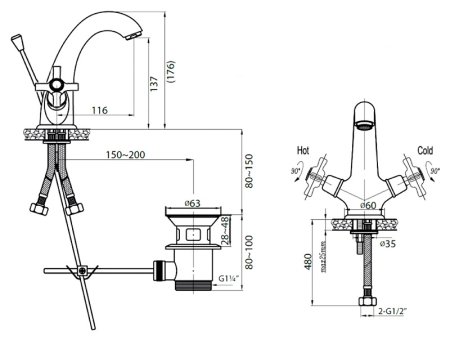 Смеситель Cezares Lord LORD-LS1-02 для раковины 