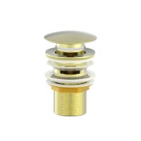 Донный клапан для раковины с переливом WONZON & WOGHAND, Брашированное золото (WW-88SS01-BG)