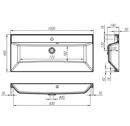 Раковина BelBagno BB1000/450-LV-MR-AST Белая 