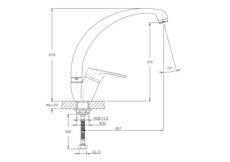Смеситель однорычажный для кухни HAIBA HB4116-2 хром 