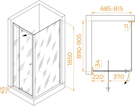 Душевой уголок RGW PA-44 (PA-02 + Z-050-1) 700x900 