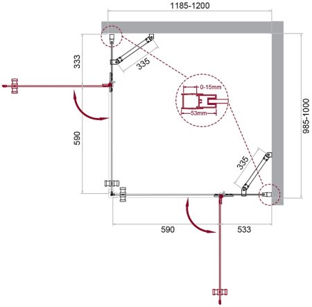 Душевой уголок BelBagno Kraft 120х100 KRAFT-AH-22-120/100-C-Cr-R профиль Хром стекло прозрачное 