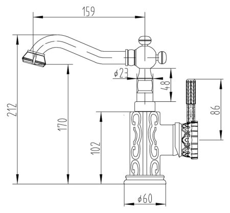 Смеситель Zorg Antic A 111U-BR для раковины 