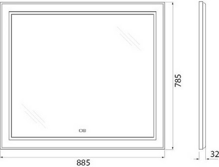 Зеркало BelBagno Kraft 88.5 SPC-KRAFT-885-785-TCH-WARM с подсветкой с подогревом Сатин с сенсорным выключателем 