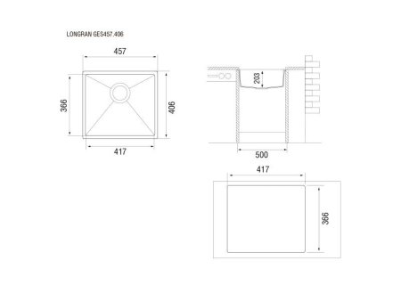 Мойка для кухни каменная Longran Geos GES 46х40 Крома 