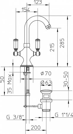 Смеситель Bossini Liberty Z001301 CR для раковины 