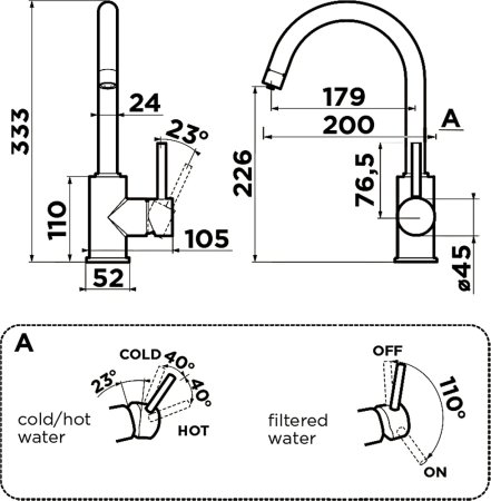 Смеситель Omoikiri Shinagawa 2 Plus-C 4994338 для кухонной мойки 