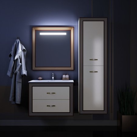 Зеркало Opadiris Карат 80 Z0000004322 с подсветкой Орех антикварный с золотой патиной 