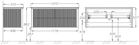 Тумба под раковину Opadiris Рубинно 120 00-00006375 подвесная Белая 