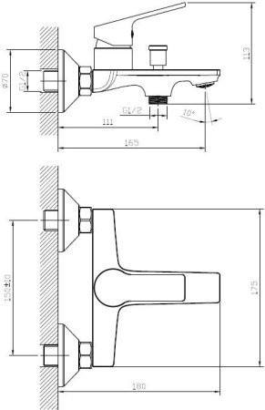 Смеситель для ванны и душа ESKO SAINT-PETERSBURG (SPb 54) 