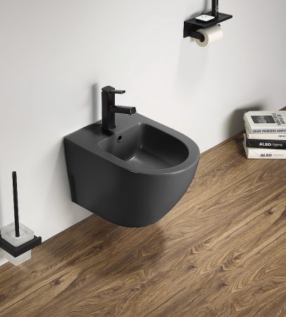 Биде CeramaLux 2342BDMDH подвесное Серое матовое 