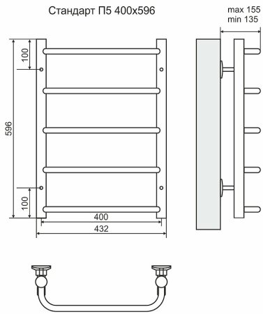 Водяной полотенцесушитель Terminus Стандарт П5 400x596 4670030725288 Хром 