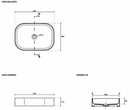 Раковина-чаша Galassia Smartb 55 7402MT Белая 