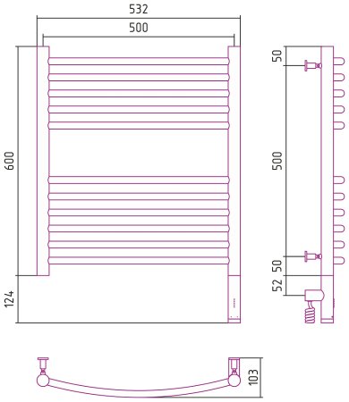 Полотенцесушитель электрический Сунержа Богема 3.0 60х50 R выгнутая 