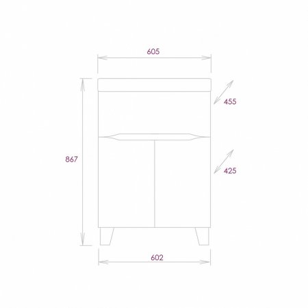 Тумба с раковиной Onika Стрим 60.12, белая 