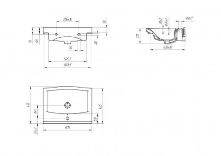 Тумба с раковиной Onika Стрим 60.12, белая 