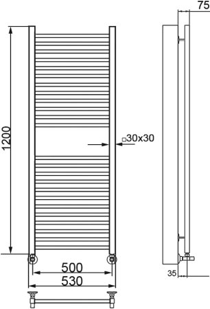 Полотенцесушитель водяной Ника Modern ЛМ-2 120/50, хром 