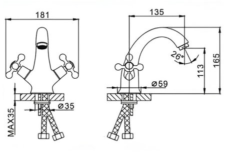 Смеситель для раковины Frap H19 F1019 Хром 