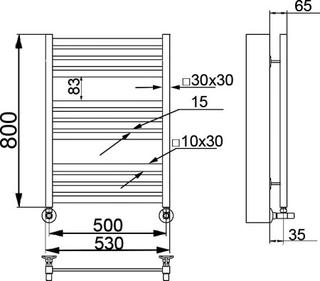 Полотенцесушитель водяной Ника Modern ЛМ-6 80/50, белый матовый 