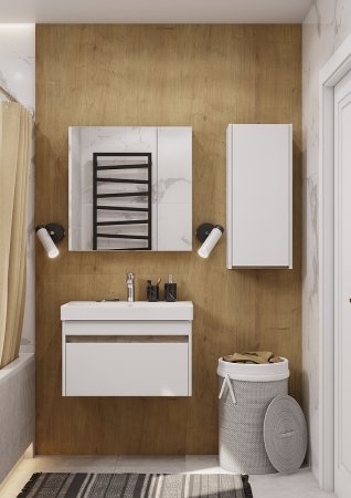 Подвесной шкаф Aquaton Марти 35 1A270203MY010 Белый глянцевый Дуб эндгрейн 