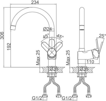 Смеситель для кухни D&K Marx Rhein DA1392401 