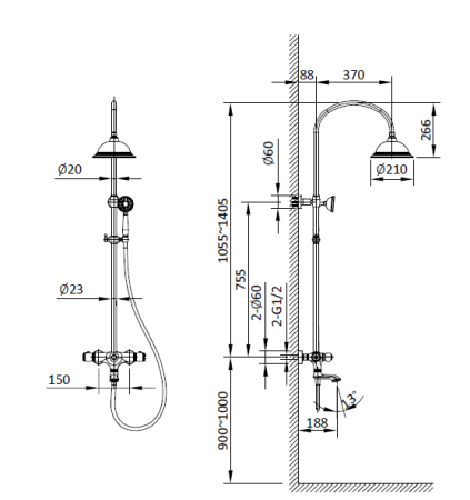 Душевая система с термостатом AltroBagno Beatrice 03-04.03 R.Or 