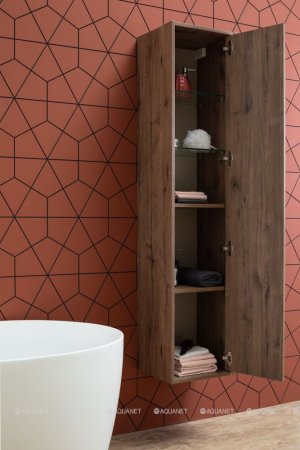 Шкаф-пенал для ванной Aquanet Lino 35 Дуб Веллингтон 