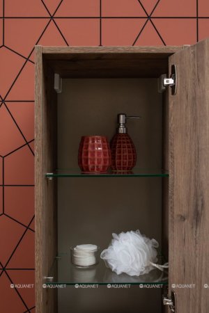 Шкаф-пенал для ванной Aquanet Lino 35 Дуб Веллингтон 