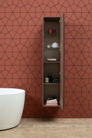 Шкаф-пенал для ванной Aquanet Lino 35 Дуб Веллингтон 