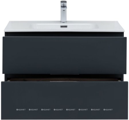 Тумба с раковиной Aquanet Алвита New 80 2 ящика, антрацит 