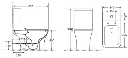 Унитаз компакт Azario Fretta Square AZ-5121 с бачком и сиденьем Микролифт 