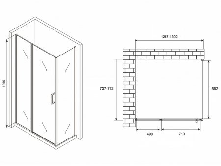 Душевой уголок Abber Sonnenstrand 130х75 AG04130S-S75 профиль Хром стекло прозрачное 