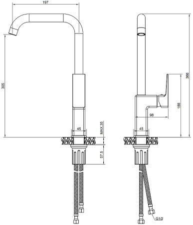 Смеситель для кухни Olive's Navarra 25432NRGM Оружейная сталь 