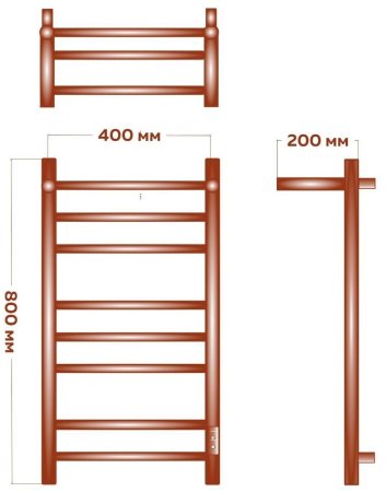 Полотенцесушитель электрический с полочкой (лесенка) Bauedge Stil Shelf DB-0021, 40x80 см 