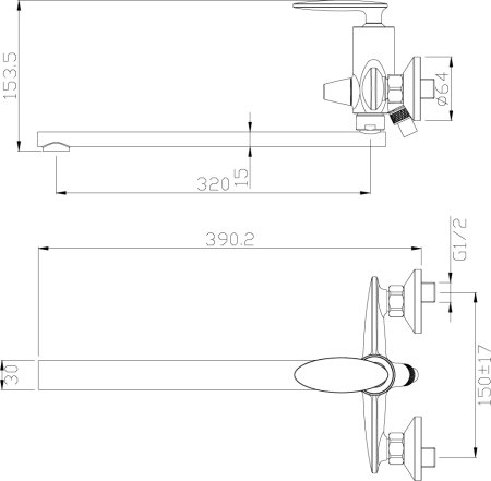 Смеситель для ванны Rossinka RS30-32 Хром 