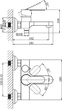 Смеситель Rush Tenerife TE2835-44 для ванны с душем 