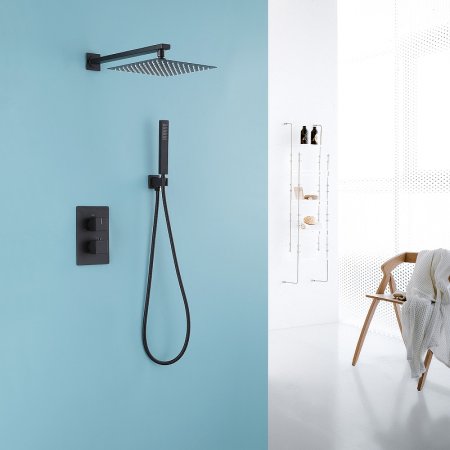 Душевая система Abber Daheim AF8251B с термостатом Черная матовая 
