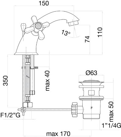 Смеситель для раковины Fiore MARGOT SKY (SWAROVSKI®) 01ZZ0622, бронза 