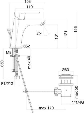 Смеситель для раковины Fiore KEVON CHIC 81BX8123, хром/черный 
