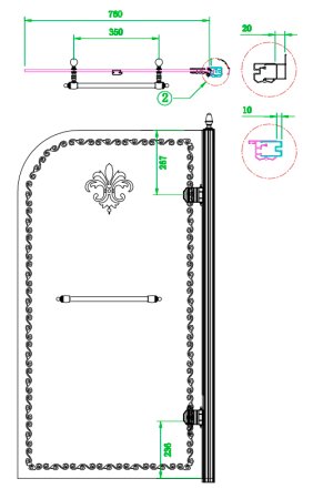 Шторка на ванну Cezares Retro V1 80/145 PP G R 