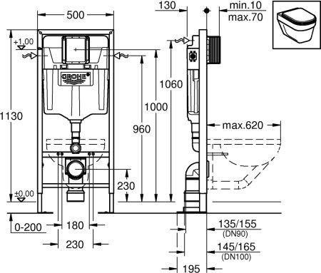 Система инсталляции для унитазов Grohe Rapid SL 38584001 усиленная 