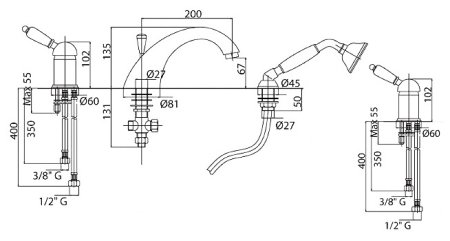 Смеситель Cezares Elite ELITE-BVDM-01-Bi на борт ванны 