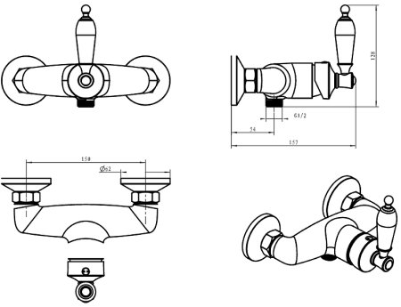 Смеситель для душа Boheme Vogue 204-BSW Бронза 
