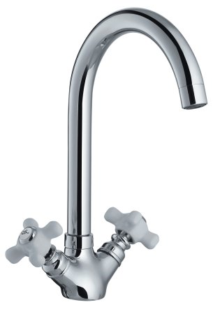 Смеситель двуручковый для кухни с керамической ручкой HAIBA HB4118 хром 