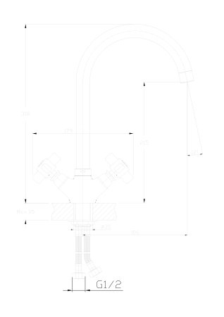 Смеситель двуручковый для кухни с керамической ручкой HAIBA HB4118 хром 