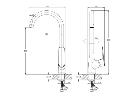 Смеситель для кухни HAIBA HB70506 хром 