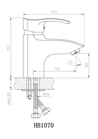 Смеситель однорычажный для раковины HAIBA HB1070 хром 