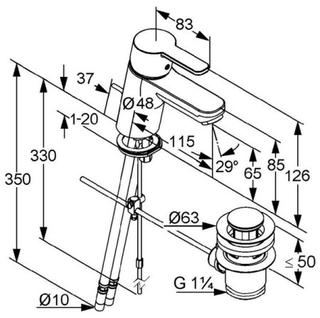 Смеситель Kludi Logo Neo 372810575 для раковины 